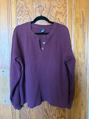 Waffle Knit Henley Pullover